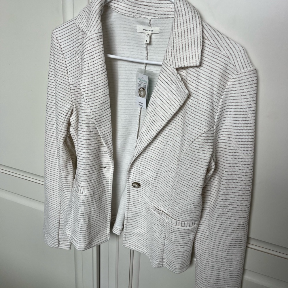 White/Cream Striped Women's Blazer